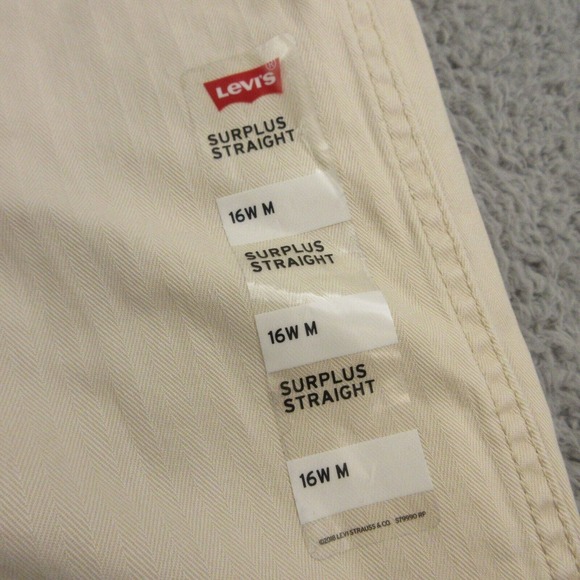 Levi's Womens Surplus Straight Jeans size 16W Herringbone Beige 38 x 27 NEW - Picture 2 of 10